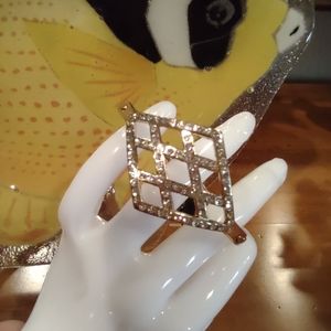 Gold tone cuff bracelet with crystal stones Vintage